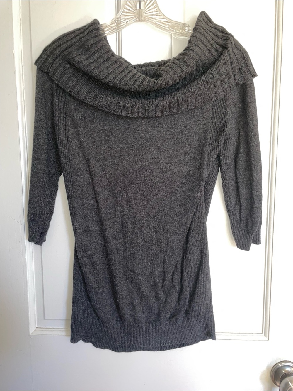 Express Charcoal Gray Fold-Over Cowl Neck Sweater